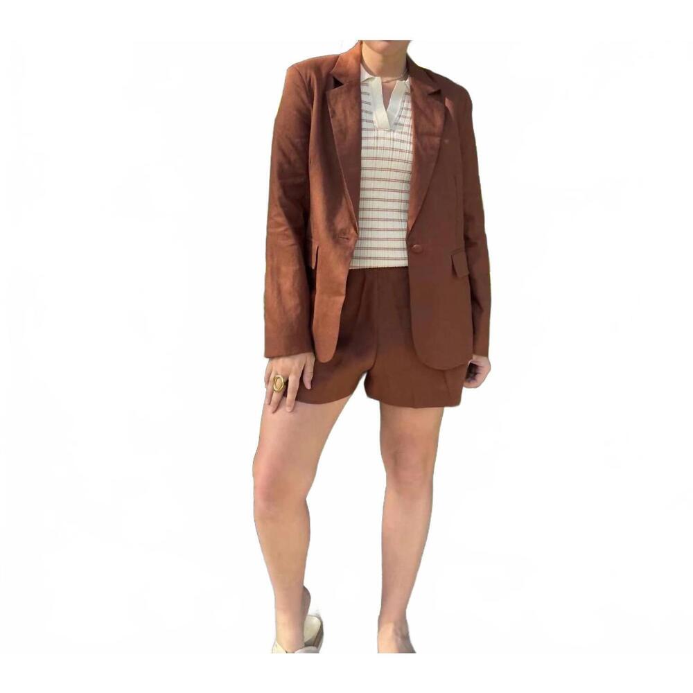 NEW SILVIAN HEACH single-breasted pillik blazer jacket in brown
